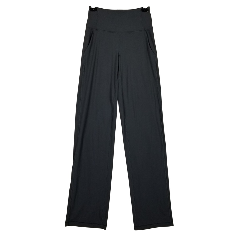 Lululemon Ribbed Wide Leg Pants Womens 4 Charcoal Grey High Rise LW5GA9T.04